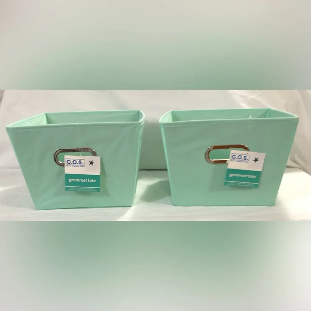 C.O.S 2pcs Mint Green Storage Bins. 12.99”L x10.83”W x 7.48”H